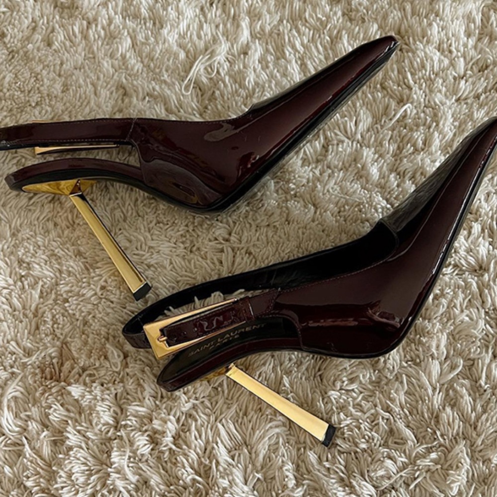 Schutz Brown Patent Leather Slingback Heels - Picture 3 of 3